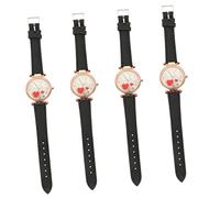 UKCOCO Arredamento 4 Pezzi Orologio Orologi Regali Neri Decorazioni A Cuore Orologio Elegante Elegante Orologio A Tre Lancette Orologio A Forma di Cuore Orologi Orologi Per Ragazze