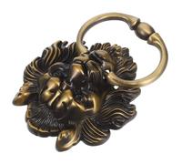 UKCOCO Batacchio per Porta a Testa di Leone in Lega di Zinco, Finitura Anticato Verde, Maniglia Rustica per Mobili e Porte Esterne Anello Ampio per Presa Comoda, Stile Cinese Decorativo