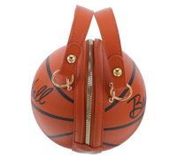 UKCOCO Borsa a tracolla a forma di pallacanestro, marrone, in PU, dal design semplice e versatile, per donna, per la vita quotidiana, 17X16CM