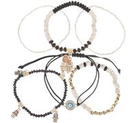 UKCOCO Bracciale Occhi Malocchio in Perline di Riso e Lega, Set da 1, Comodo da Indossare e Resistente allo Scolorimento, Design Bohemien per Varie Occasioni
