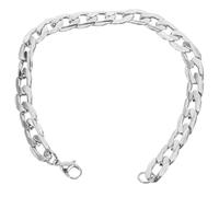 UKCOCO Bracciale Uomo Argento in Acciaio Resistente Chunky Catena Retrò Design Hip Hop Nickel e Piombo per Party e Uso Quotidiano