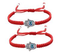 UKCOCO Braccialetti Intrecciati Regolabili da 2 Pezzi in Lega e Corda, Bracciale Amuleto di Protezione Anti-malocchio, Braccialetto di Corda per Donna Adatto All’uso Quotidiano