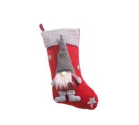 UKCOCO Calza di Natale a Forma di Bambola Senza Volto, Calzino di Natale, Borsa da Appendere All'albero di Natale, Ciondolo Decorativo per Borsa Regalo, Rosso, Tessuto, 10,2 X 1,6 X 18,1 Pollici