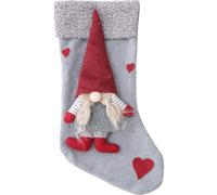 UKCOCO Calza di Natale a Forma di Bambola Senza Volto, Calzino di Natale, Borsa da Appendere All'albero di Natale, Ciondolo Decorativo per Borsa Regalo, Grigio, Tessuto, 10,2 X 1,6 X 18,1 Pollici