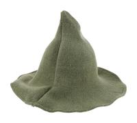 UKCOCO Cappello da Strega Verde in Lana Tesa Larga a Cono per Adulti, Traspirante e Protettivo, per Feste di Halloween e Festival Rinascimentali