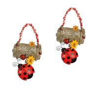 UKCOCO Cartello in Resina per Porta Ciondolo Coccinella a Sette Punte, Set 2 Pezzi, Targa Sospesa Decorativa per Ingresso e Spazio Esterno