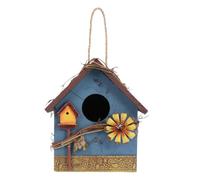 UKCOCO Casetta per Uccellini in Legno Blu da Giardino Design Unico, Decorazione Chic per Gabbia e Terrazza, Rifugio per Uccelli Selvatici e Pappagalli