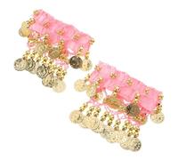 UKCOCO Cavigliere Campanellini per Danza del Ventre da Donna Set 2 Pezzi Monete in Lega Rosa Accessori Ritmici Regolabili per Spettacoli e Prove di Danza Orientale