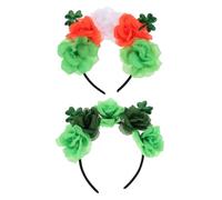 UKCOCO Cerchietti per Chioma St Patrick 2 Pezzi Trifoglio e Fiore Rosa, Leggeri alla Moda per Feste e Foto, Accessori Irlandesi per Donne e Ragazze