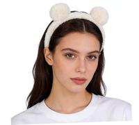UKCOCO Cerchietto per Chioma Orecchie di Orso in Peluche Bianco, Fascia Multifunzionale e Comoda per Lavaggio Viso e Cura della Pelle, Stile Carino per Ragazze e Donne