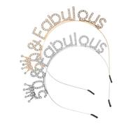 UKCOCO Cerchietto Strass e Tiara Da Principessa 50° Compleanno, Set 2 Pezzi, Fascia Leggera e Comoda Per Donne, Accessori Per Festa Di Compleanno Raffinati e Decorazioni Brillanti