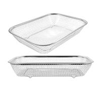 UKCOCO Cestello Scolapiatti da Cucina in Acciaio Inox Rettangolare 30x22 Cm, Set 2 Pezzi Colino per Lavare Frutta e Verdura Drenaggio Rapido, per Uso Domestico e Lavelli Standard
