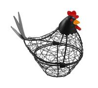 UKCOCO Cestino Porta Uova in Ferro Nero con Design a Gallina Elegante, Ventilato e Salvaspazio, per Conservare Uova e Verdure Sul Piano Cucina