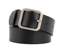 UKCOCO Cintura in Pelle da Donna Regolabile Fibbia Quadrata, Larghezza 3,3 Cm, Lunghezza 110 Cm, Colore Nero Fibbia Argento, Accessorio Casual per Vita e Fianchi, Adatta per Look Moderno
