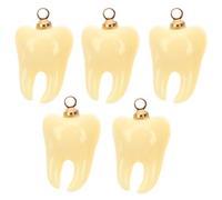 UKCOCO Ciondoli Per Gioielli 5 Pezzi a Forma Di Dente, Charm in Resina Per Orecchini e Fermagli, Dimensioni 1.80x1.00x1.00cm, Decorazioni Fai Da Te Per Accessori Moda