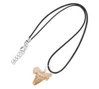 UKCOCO Ciondolo Collana Decorazione Dente Di 2-2,5 Cm Filo D’argento e Cordino in Pelle, Decorazione Per Collana Uomo e Ragazzo Ragazza Per Regali e Occasioni Speciali