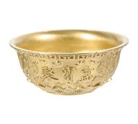 UKCOCO Ciotola in Ottone da 12 Cm Bacino della Fortuna Dorato Decorativo per Casa e Ufficio Base Stabile, Ornamento Artistico Resistente e Ciotola per Offerte Feng Shui
