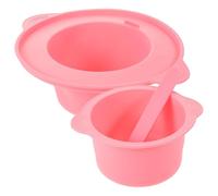UKCOCO Ciotola in Silicone per Fusione Cera 400 Ml Resistente Alte Temperature con Bastoncino Miscelatore Rosa per Maschere Fai da Te e Depilazione Professionale in Salone Riutilizzabile