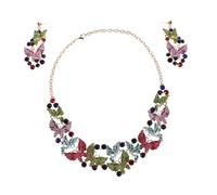 UKCOCO Collana e Orecchini Farfalla Per Donna Gioielli Cristallo Choker e Pendenti Per Matrimoni Feste e Eventi Formali