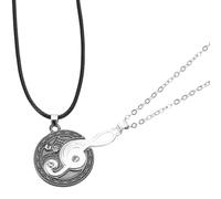 UKCOCO Collane per Coppie Note Musicali in Lega Resistente Set da 1 Paio Ciondoli Abbinati Opachi Nero e Argento Regalo San per lui e per Lei Gioielli di Relazione Eleganti e Leggeri