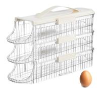 UKCOCO Contenitore Per Uova Su Ruote Organizzatore Strati Per Frigorifero Vassoio Per Uova Coperchio Design Rotelle Per Facile Accesso Capacità Ampia Per Uso Familiare