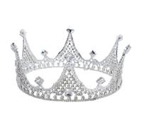 UKCOCO Corona da Sposa Argento Strass e Lega di Zinco Design Elegante Reale | Adorno Stabile e Facile da Acconciare, Decorazione Scintillante Artigianale, per Acconciature Sciolte e Code di Cavallo