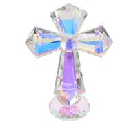 UKCOCO Croce in Cristallo e Vetro, Statua Religiosa Elegante Base | Superficie Liscia e Lucida, Riflette la Luce, per Celebrazioni di Comunione e Memorie, su Mensole