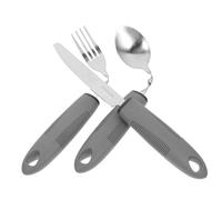 UKCOCO Cucchiaio Manico Curvo Utensili da Cucina Adattabili Stoviglie Anti-vibrazione Cucchiaio Forchetta Utensile Portatile per Anziani Stoviglie per Adulti