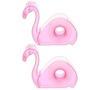 UKCOCO Dispenser per Nastro Adesivo da Scrivania 2 Pezzi Taglierina, Supporto Antiscivolo Portatile Rosa a Forma di Fenicottero, Piccolo Distributore per Forniture Ufficio e Scuola