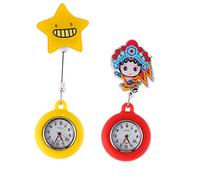 UKCOCO Distintivo 2 Pezzi Appesi Delicati Adulti Portatile Chic Petto Modello Retrattile Orologi Da Tasca Sweep Orologio Infermieristico Bello Per Il Tempismo Stella Dispositivo Rotondo