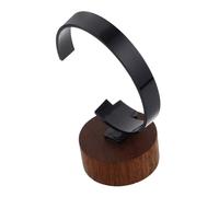 UKCOCO Espositore Moderno per Orologi con Anello C Acrilico Nero e Base Legno di Noce Organizer Multifunzionale per Gioielli e Braccialetti Salvaspazio per Casa e Negozio