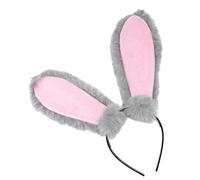 UKCOCO Fascia Con Orecchie Da Coniglio in Morbido Peluche Grigio Cerchietto Leggero e Confortevole Per Feste Di Pasqua Cosplay e Party Accessorio Capelli Unico Ed Elegante Per Bambine