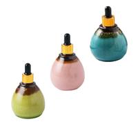 UKCOCO Flaconi Contagocce in Ceramica 95ml Set da 3 Pezzi Tappo a Spirale Colore Blu Rosa Verde per Oli Essenziali Aromaterapia Miscelazione Profumi Fai da Te