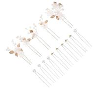 UKCOCO Forcine per Chioma da Sposa Fiori di Strass e Perle Finte Fermagli a Forma di U Dorati Set da 15 Pezzi per Matrimonio e Acconciature Eleganti da Cerimonia