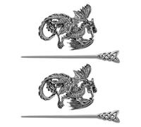 UKCOCO Forcine per Chioma Vintage da Donna 2 Pezzi Bastoncino Stile Nordico Drago in Metallo, Fermagli per Chignon Stabili e Resistenti, Accessori Chioma per Feste e Cerimonie