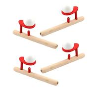 UKCOCO Gioco Soffiaggio Galleggiante per Bambini, Set 4 Pezzi Palline di Vento Galleggianti in Legno, Attività Educativa per Sviluppo Coordinazione Occhio-mano e Controllo del Respiro,