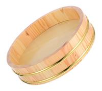 UKCOCO Hangiri Tradizionale in Legno Finiture Dorate 26 Cm, Vasca per Mescolare Riso per Sushi Multifunzionale per Ristoranti e Cucina Domestica