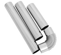 UKCOCO Kit Tubo di Scarico in Acciaio Inox 4 Pezzi con Gomito e Tubi Diritti 6cm per Stufa a Legna e Pellet, Accessori Modulari per Canna Fumaria, Resistenza alle Alte Temperature