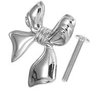 UKCOCO Maniglia Mobiletto Vintage in Rame Forma di Fiocco Argento Pomello per Cassetto e Armadio Design Elegante per Comò e Mobili da Bagno Facile da Installare