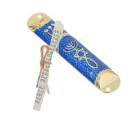 UKCOCO Mezuzah Design con 2 Fori e Bordi Arrotondati con Pergamena Sacra in Lega di Zinco Decorazione Religiosa Ebraica Blu per Porta per Credenti