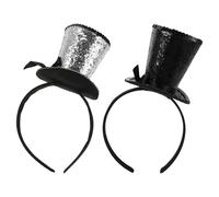 UKCOCO Mini Fascia per Capelli a Cilindro: 2 Pezzi, Cerchietti per Capelli con Paillettes, Fasce per Copricapo da Festa Del Tè, Fascinator per Donne, Ragazze, Costumi da Circo, Copricapo Natalizio,