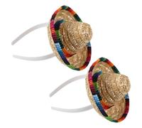 UKCOCO Mini Fascia per Chioma Sombrero in Paglia 2 Pezzi, Accessori Fotografici per Feste Cinco De Mayo e Decorazioni a Tema Messicano, Fascia Cappello da Festa Leggera e Colorata