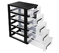 UKCOCO Mini Organizer per Cassetti in Plastica: Cassetto Trasparente a 5 Ripiani - Mobiletto Portaoggetti da Scrivania Multifunzionale a 5 Ripiani per Gioielli, Cosmetici E Articoli per Ufficio