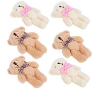 UKCOCO Mini Orsetti di Peluche 8 CM con Ciondoli a Forma di Orso Set da 10 Pezzi con Fiocchetti a Quadri Beige e Marrone Chiaro Decorazione Portachiavi Leggera e Resistente per Borse e