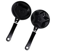 UKCOCO Mini Padella Antiaderente per Frittata 2 Pezzi a Forma di Cuore e Stella, Padella per Pancake e Muffin per Colazione, Utensile Cucina Sicuro e Facile da Usare