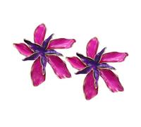 UKCOCO Orecchini a Forma Di Fiore Smaltati Da Donna, Leggerissimi e Versatili Per Feste e Uso Quotidiano, Decorazioni Estetiche Per Ragazze e Adolescenti, Design Doppio Strato Due Toni Rosa Scuro