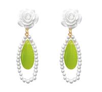 UKCOCO Orecchini di Occhio di Gatto Verde, Design Floreale in Rame, Leggeri e Comodi un Quotidiano Chic da Donna
