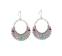 UKCOCO Orecchini Donna Vintage Retro Intagliati Mezza Forma con Turchese Pendenti Scolpiti Hollow-out Eleganti Accessori Moda per Uso Quotidiano e Regalo