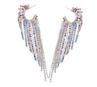 UKCOCO Orecchini Pendenti con Nappine Colorate e Pietre Brillanti Gioielli Donna per Cerimonie e Uso Quotidiano Accessori Eleganti per Orecchie Sensibili