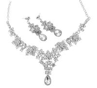 UKCOCO Orecchini Pendenti Delicati Da Donna Collana Compresa Eleganti Per Feste e Matrimonio Realizzati Cristalli Luminosi
